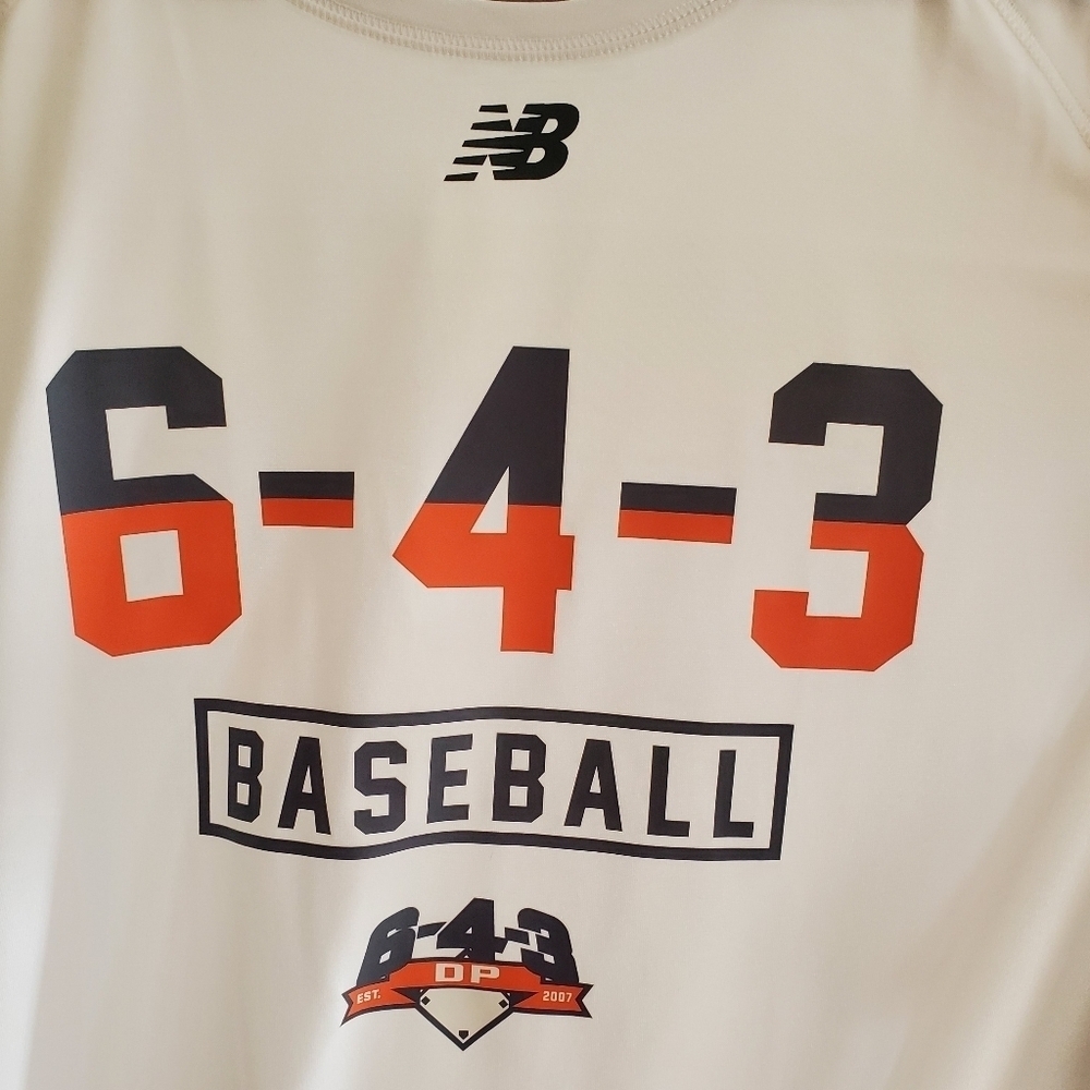 New Balance Double Play Baseball Raglan Tech T white size Mens Large - Picture 2 of 10